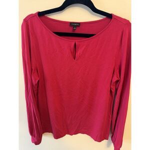Talbots Women’s Boatneck w/ Keyhole Long Sleeve Pink Top Size M: Rayon Blend